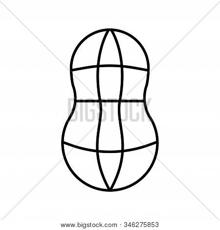 Peanut Black And White. Isolated Vector Illustration.