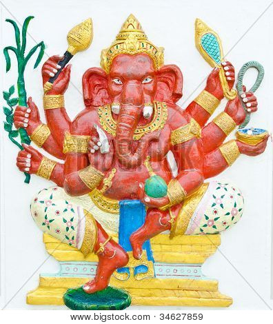 Bůh úspěch 1 32 držení těla. Indický nebo hinduistický bůh Ganesha Avatar obrázek ve štuku