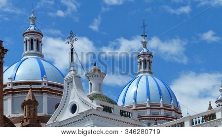 View At The Domes Of New Cathedral Or Catedral De La Inmaculada Concepción De Cuenca In Center Of Cu