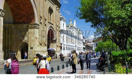 Cuenca, Ecuador - January 6, 2020: View At The New Cathedral Or Catedral De La Inmaculada Concepción