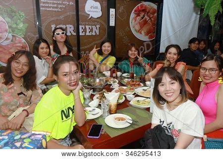 Bangkok,thailand,21 Dec 2019,
Office Employees Celebrate The New Year Party By Wearing A Sports Dres