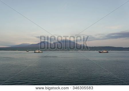 Banyuwangi, Indonesia - Januari 18, 2020 : Beautiful Morning At Ketapang Port Banyuwangi Indonesia
