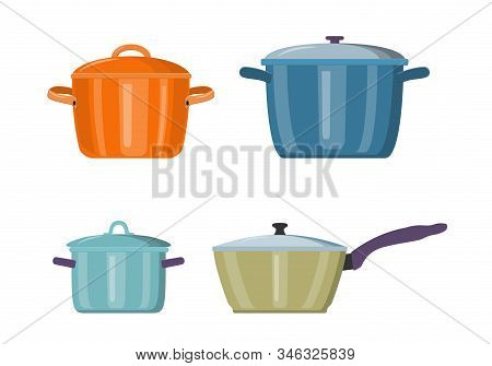 Sauce Pan With Lid Icon. Clean Sauce Pan Isolated. On White Background. Web Page Design Template Pos