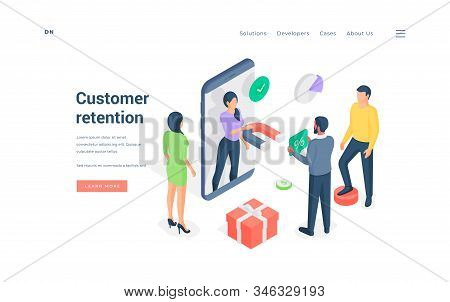 Customer Retention Activities For Smartphone App Isometric Vector Illustration