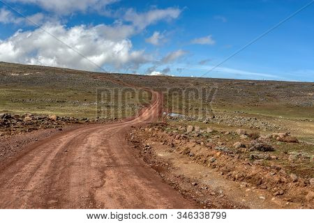 Landscape With Road To Top Of The Ethiopian Bale Mountains National Park. Ethiopia Wilderness Pure N
