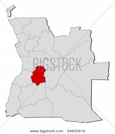 แผนที่ของประเทศแองโกลา Huambo ที่เน้น
