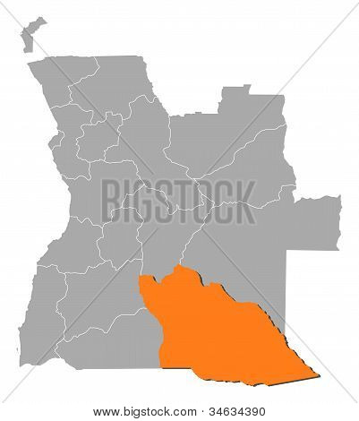 Mappa dell'Angola, Cuando Cubango evidenziata