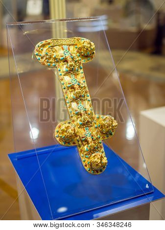 Azov, Russia - July 27, 2019: Scabbard From The Dagger Of The Sarmatian Warrior, A Showcase Of The A