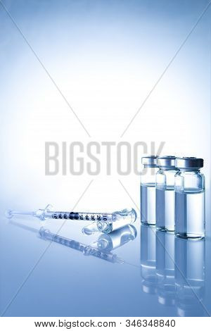 Ampoules, Vials, Syringe. Medical Injection, Diseases, Health Care, Diabetes, Insulin. Syringe With 