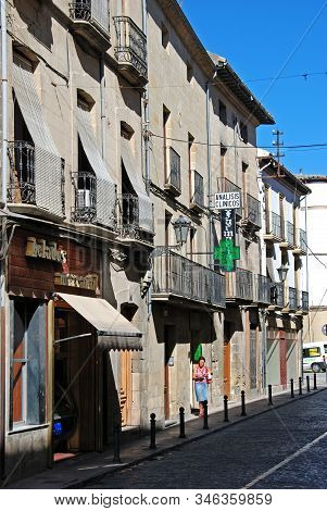 Baeza, Spain - July 28, 2008 - Traditional Spanish Shops Along Calle San Francisco, Baeza, Jaen Prov