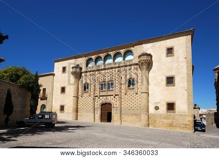 Baeza, Spain - July 28, 2008 - Front View Of Jabalquinto Palace, Baeza, Jaen Province, Andalucia, Sp