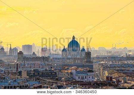 Panoramic View From The Roof Of St. Isaac's Cathedral. Saint Petersburg. Russia.