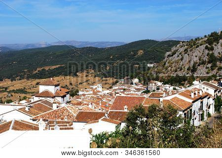 Grazalema, Spain - August 01, 2008 - Elevated View Of The Town And Surrounding Countryside, Grazalem