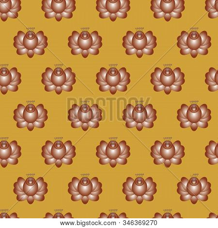 Vector Golden Lflowers Repeat Pattern Print Background Design