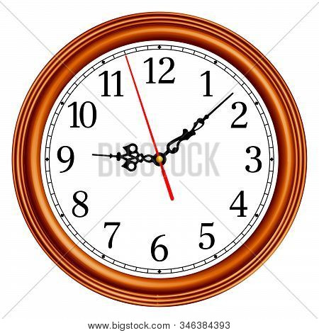 Round Classic Wall Clock. Home Decor. 3d Effect Vector