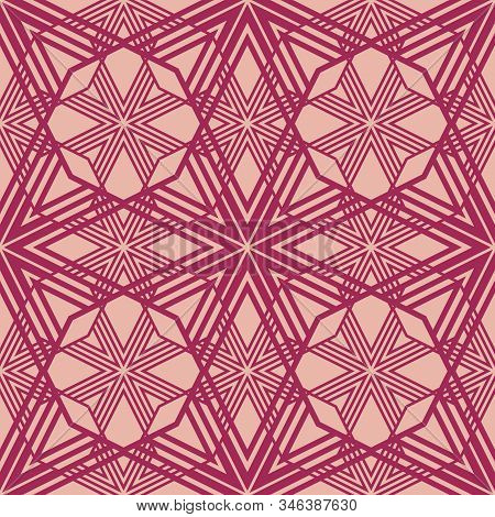 Vector Geometric Seamless Pattern. Simple Linear Background With Stripes, Diagonal Lines, Grid, Net,