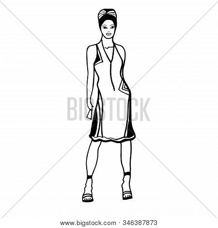 Ashion Sketch Of A Woman In An Evening Dress