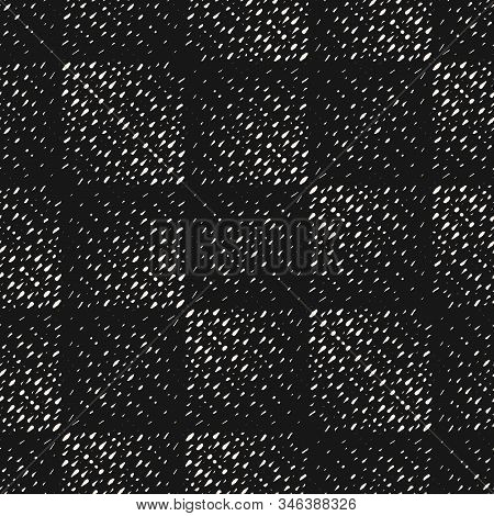 Vector Halftone Seamless Pattern With Grunge Effect. Black And White Geometric Texture With Square T