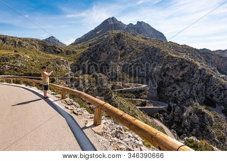 Mallorca Spain - May 7, 2019: The Mountainous Northwest Coast Of The Island Of Majorca. Spain