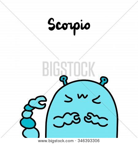 Scorpio Hand Drawn Vector Illustration In Cartoon Comic Stlye Wild Creature Poison