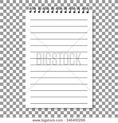 Realistic Notebook With Metallic Spiral Isolated On Transparent Background. Organizer And Diary With