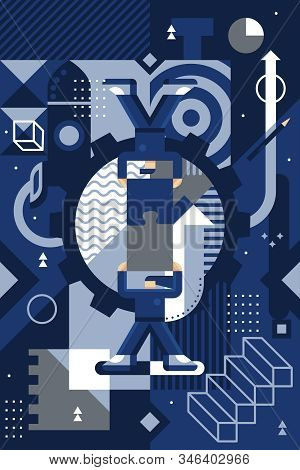 Teamwork Classic Blue Geometric Illustration