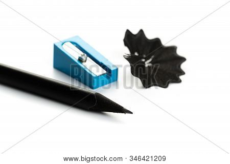 New Black Graphite Pencil Triangular Shape Isolated
On White Background