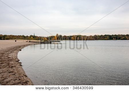 Autumnal View From Lake Cospudener See A Former Brown Coal Opencast Mine In The South Of Leipzig In 