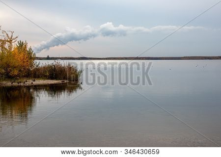 Autumnal View From Lake Cospudener See A Former Brown Coal Opencast Mine In The South Of Leipzig In 
