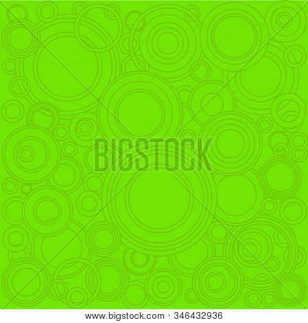 A Background Of Retrograde Dark Green Circlesover A Lighter Green Background.