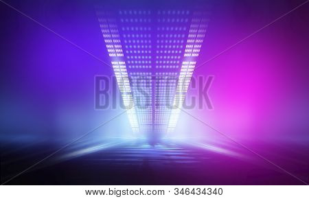 Ultraviolet Abstract Light. Diode Tape, Light Line. Violet And Pink Gradient. Modern Background, Neo