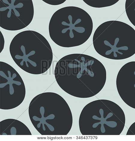 Cute Blue Blueberry Pattern. Vector Repeat Seamless Pattern. Surface Pattern.