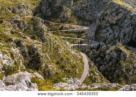 Nudo De Sa Corbata Road Among The Mountains Of Serra De Tramuntana. Majorca, Spain