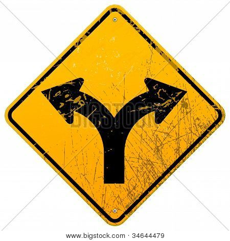Forked road sign