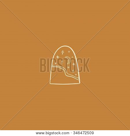 Moon In Glass Logo. Eology Concept. Green Life. Good For T-shirt Prints, Logos, Advertising Banners.