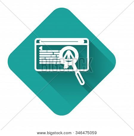 White Line System Bug Concept Icon Isolated With Long Shadow. Code Bug Concept. Bug In The System. B
