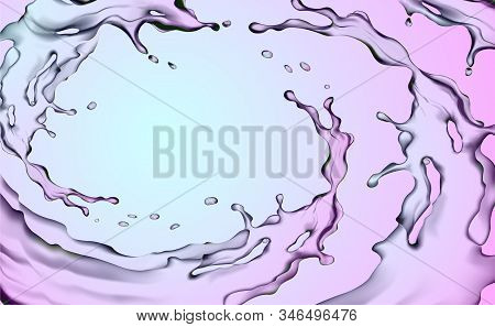 Illustration Of A Background With Water Splashes. The Circulation Of Fluid. A 3d Vector.