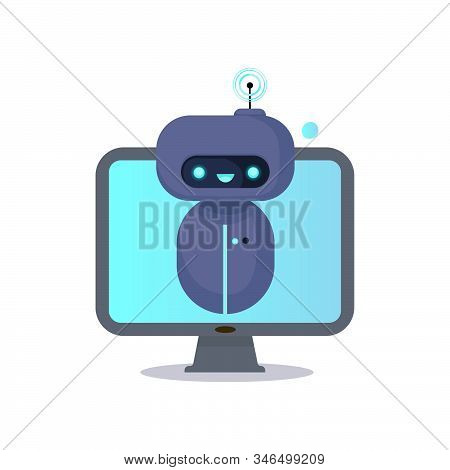 Chat Bot Robot Isolated On White. Customer Support Service. Online Consultation. Virtual Online Help