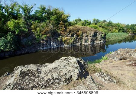A Picturesque View Of The Tyasminsky Canyon With River On Sunny Day. Kamianka Cherkasy Region, Ukrai