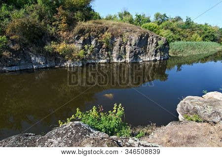 Tyasminsky Canyon With Blue River In Kamianka Cherkasy Region. Ukraine
