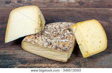 Cheeses And Tomme De Savoie, The  French Cheese Savoy, French Alps France.
