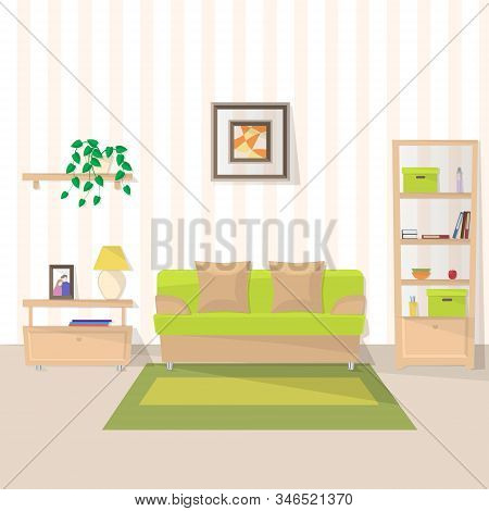 The Interior Of The Room Is A Hall In Warm Tones.
