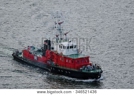 Fireboat - Rescue Vessel On A Cruise At Sea