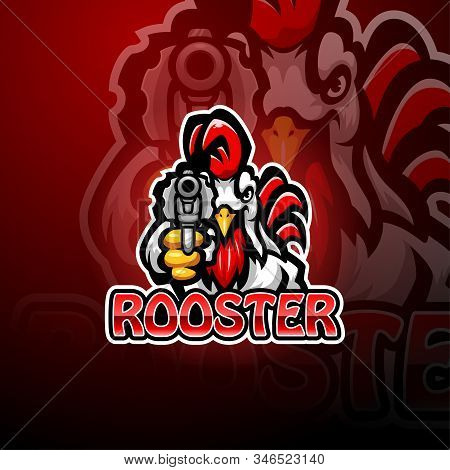 Rooster Gunners Mascot Logo Design With Text