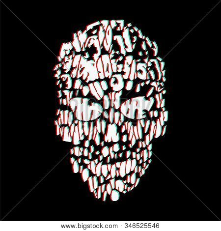 Modern Skull Illustration In The Glitch Style.