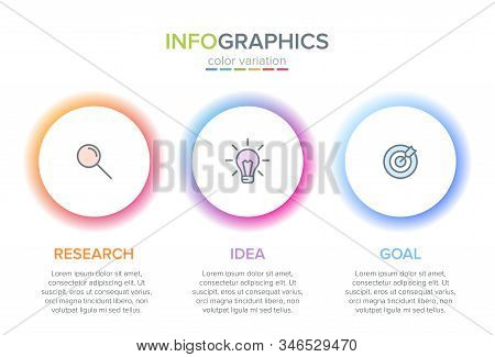 Concept Of Arrow Business Model With 3 Successive Steps. Three Colorful Design Elements. Timeline De