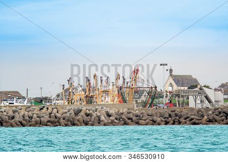 Concrete Breakwaters In Kilmore Quay Harbour In Spring