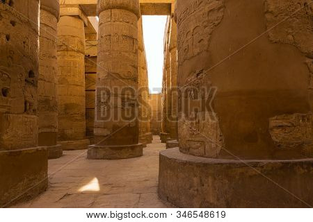 Ancient Ruins Of The Karnak Temple In Luxor (thebes), Egypt. The Largest Temple Complex Of Antiquity