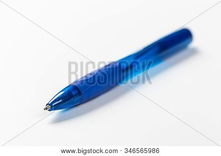 Ballpoint Pen Isolated On A White Background. Nice Pen Mockup For Corporate Business Identity Presen