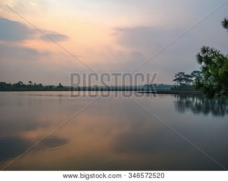 Sunrise Scenery View At Reservoir On Phu Kradueng Mountain National Park In Loei City Thailand.phu K